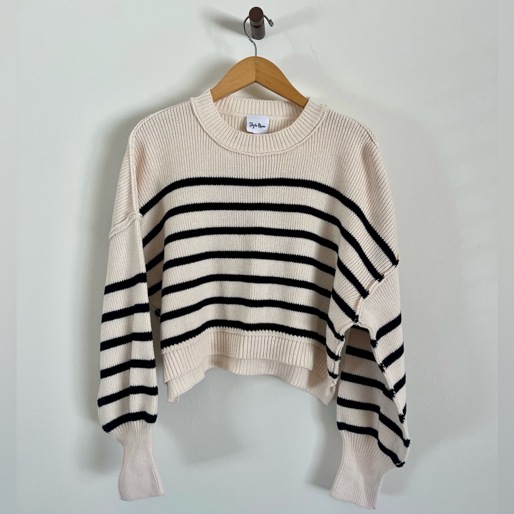 NWOT - Sky to Moon - Striped Black and Cream Sweater
